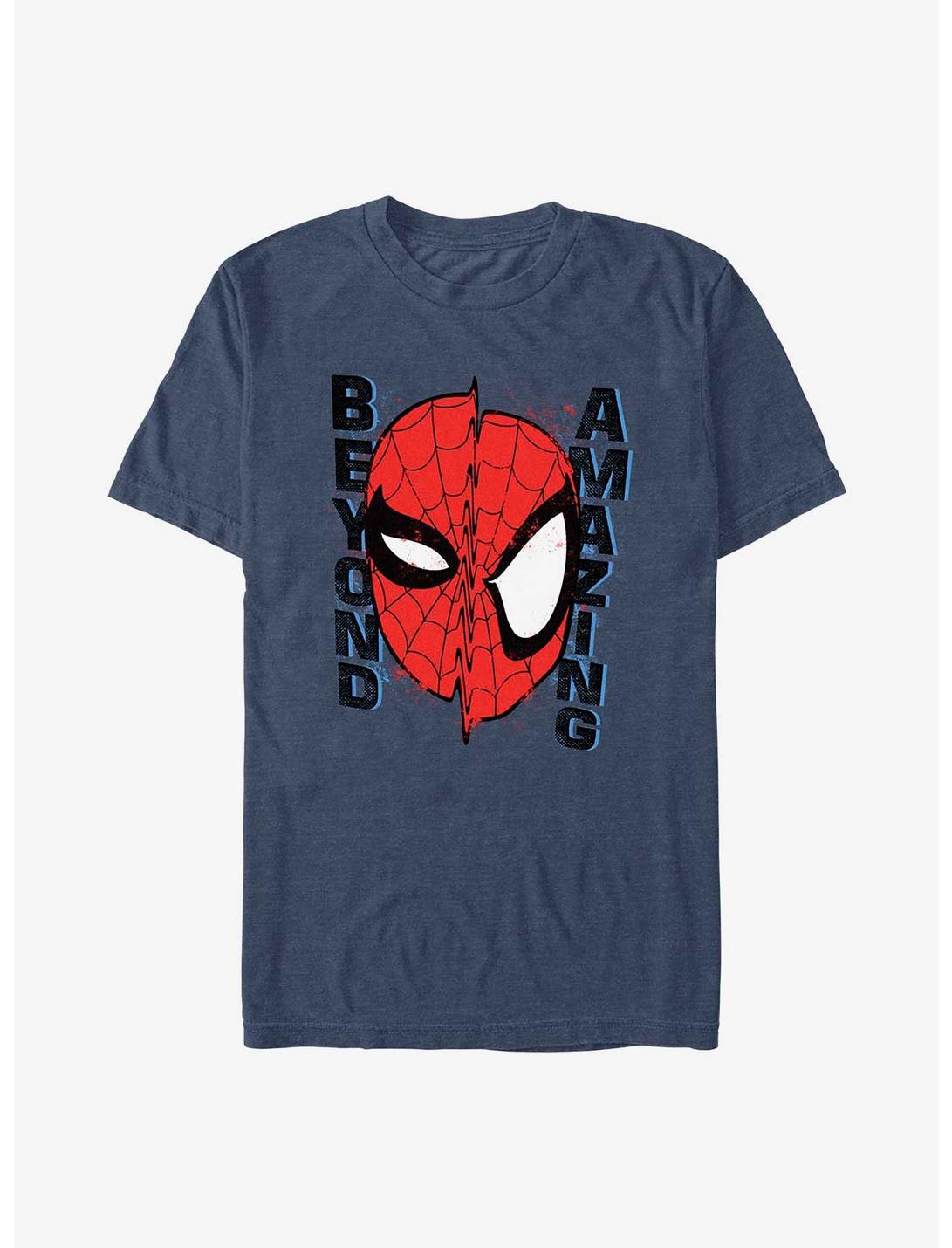 Marvel Spider-Man 60th Anniversary Beyond Amazing Mask Warp T-Shirt, NAVY HTR, hi-res