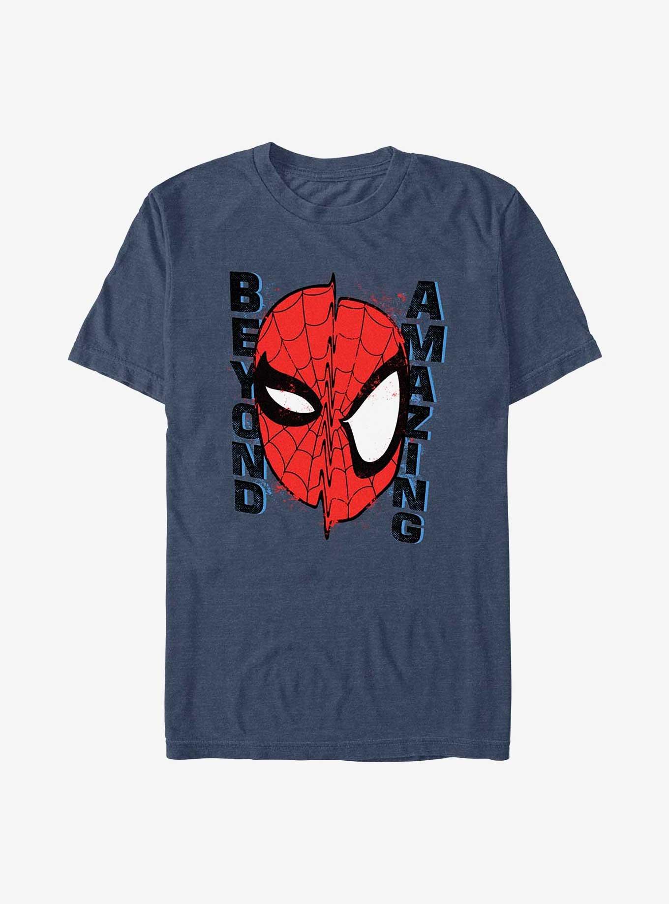 Marvel Spider-Man 60th Anniversary Beyond Amazing Mask Warp T-Shirt, NAVY HTR, hi-res