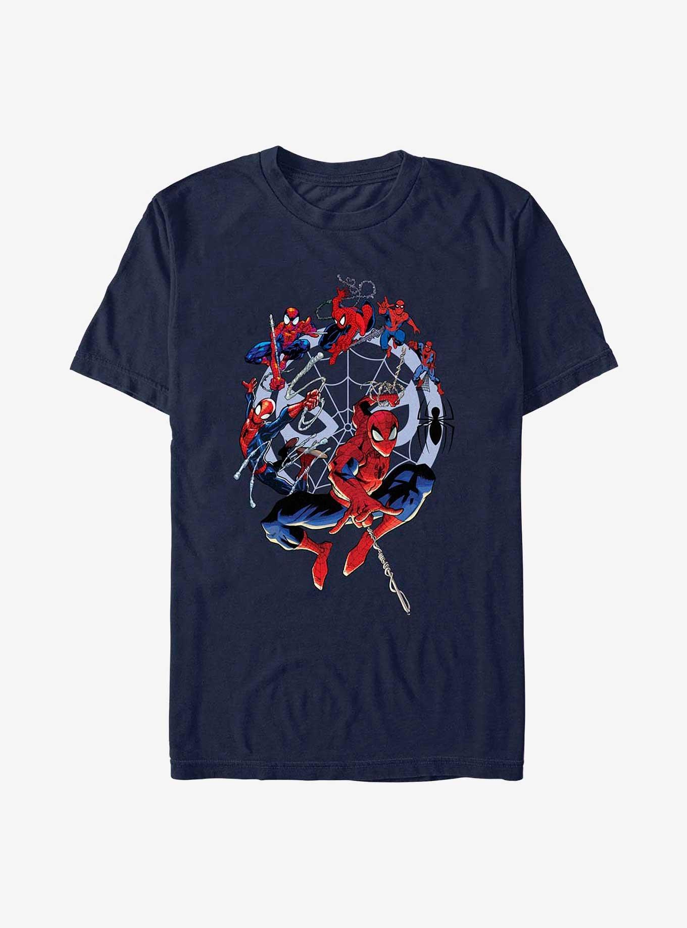 Marvel Spider-Man 60th Anniversary Spidey Web Evolution T-Shirt, NAVY, hi-res