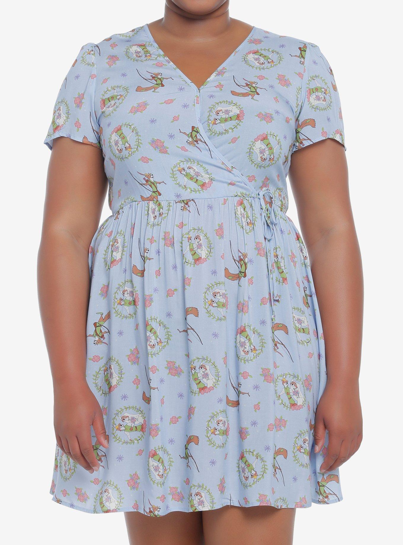 Disney Robin Hood Faux Wrap Dress Plus Size, MULTI, hi-res view 1
