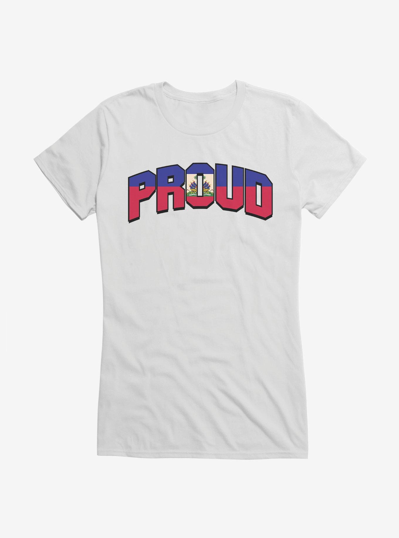 Haiti Flag Girls T-Shirt, WHITE, hi-res