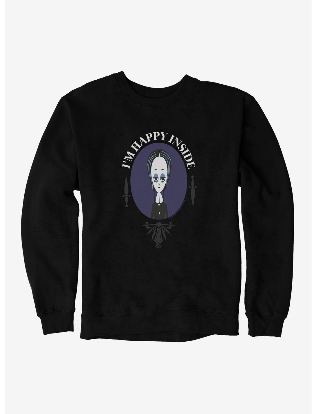 The Addams Family I'm Happy Inside Sweatshirt, BLACK, hi-res