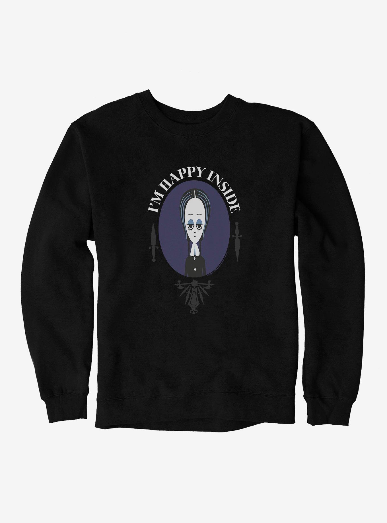The Addams Family I'm Happy Inside Sweatshirt, BLACK, hi-res