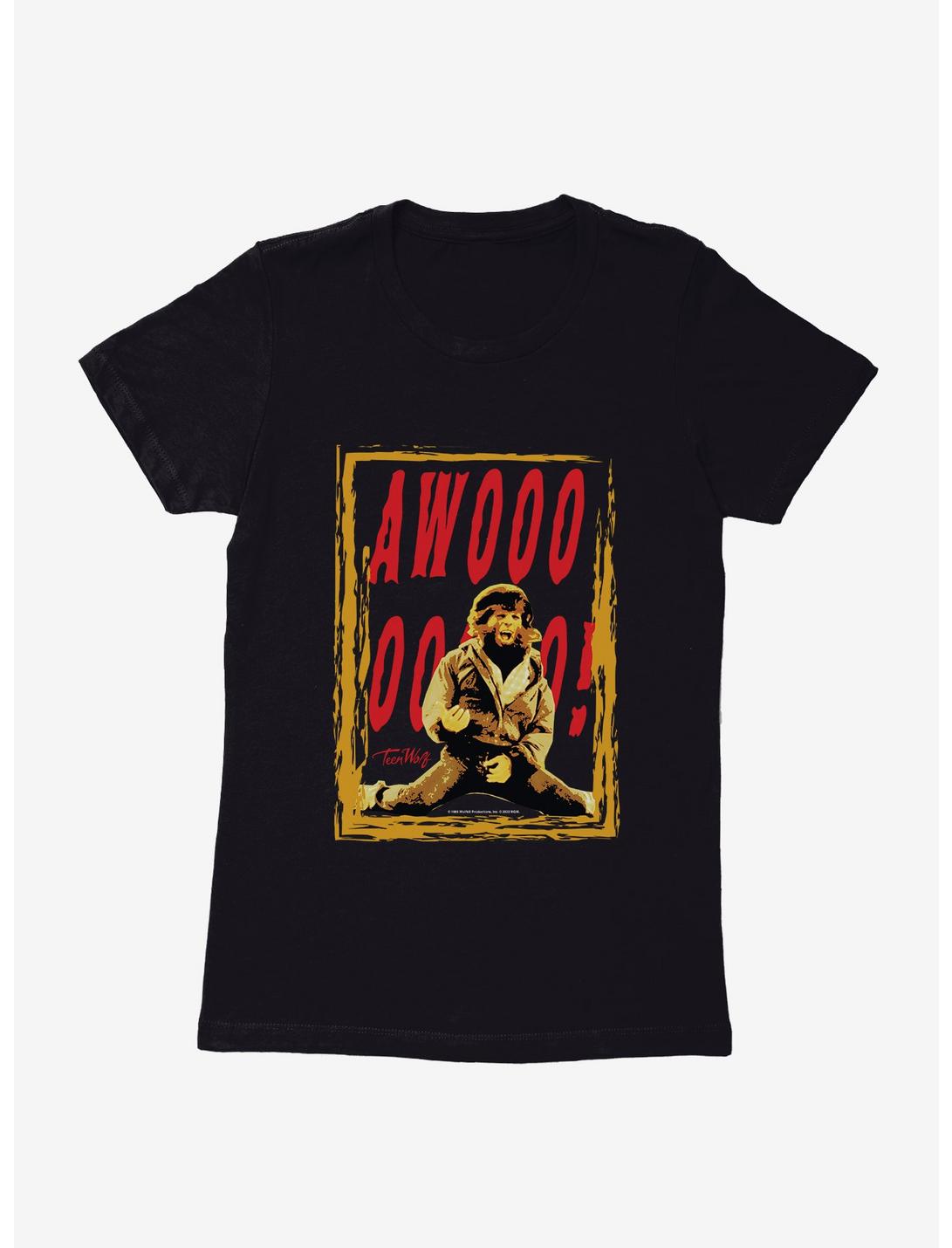 Teen Wolf Awoooo! Womens T-Shirt, BLACK, hi-res