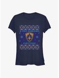 Marvel Guardians of the Galaxy Holiday Special Ugly Christmas Sweater Girls T-Shirt, NAVY, hi-res