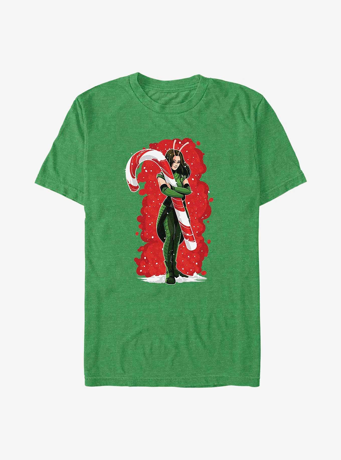 Marvel Guardians of the Galaxy Holiday Special Mantis Candy Cane Hug T-Shirt, KEL HTR, hi-res