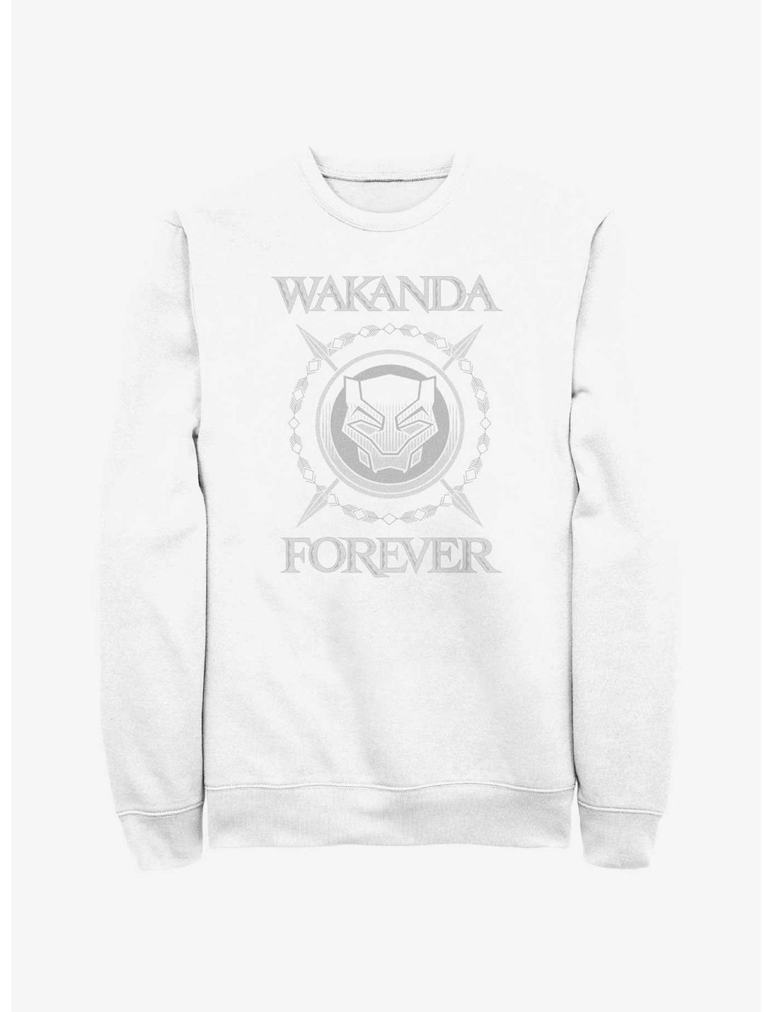 Marvel Black Panther: Wakanda Forever Crossed Spears Logo Sweatshirt, WHITE, hi-res