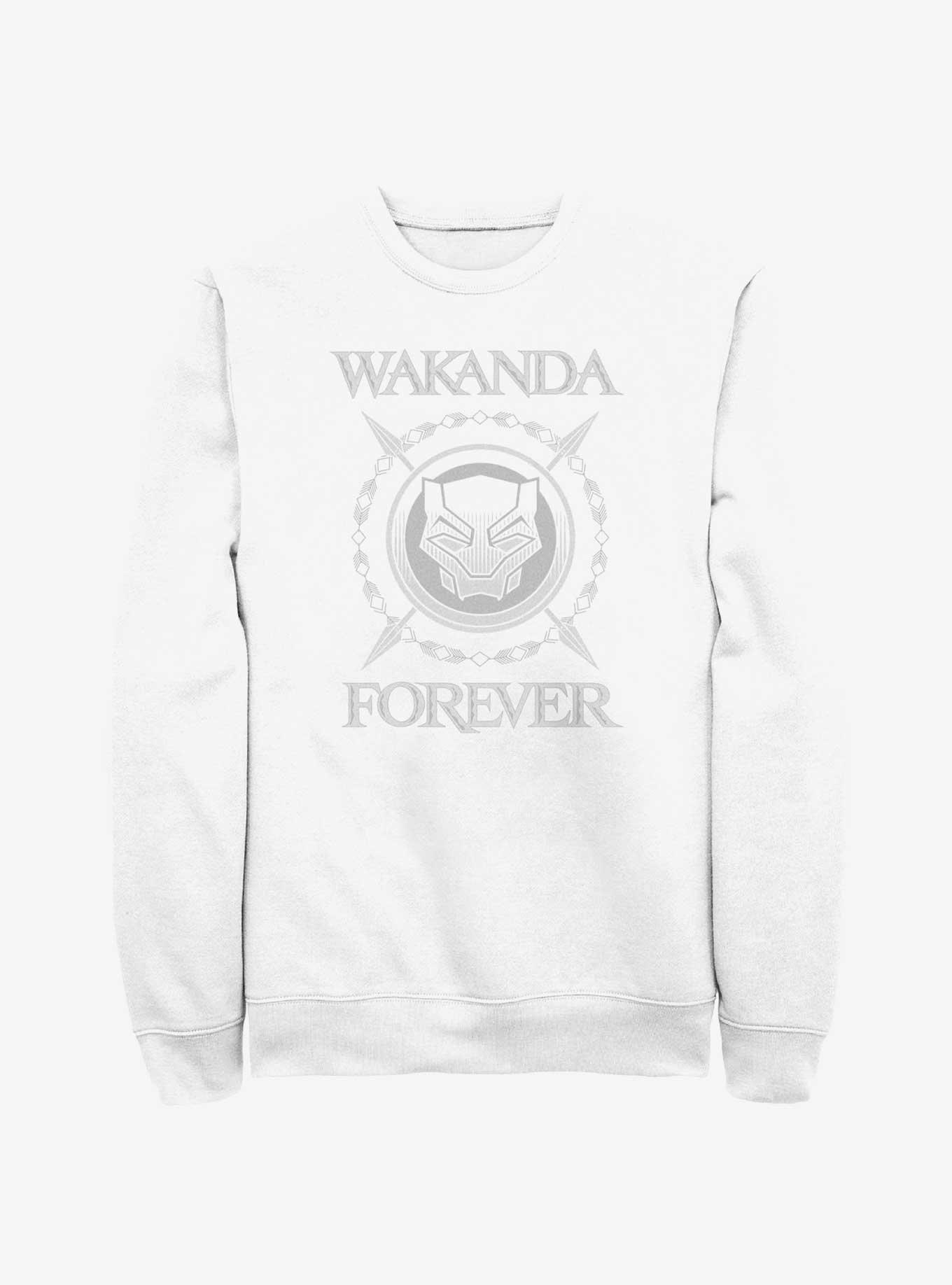 Marvel Black Panther: Wakanda Forever Crossed Spears Logo Sweatshirt, WHITE, hi-res