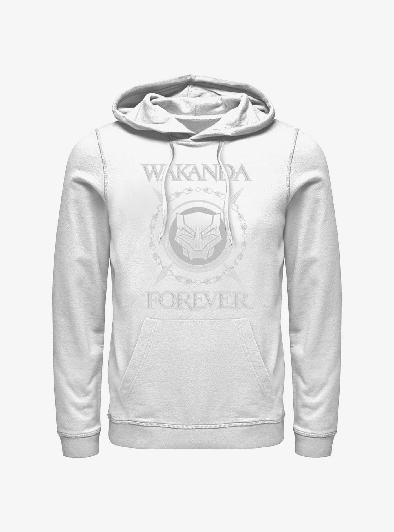 Marvel Black Panther: Wakanda Forever Crossed Spears Logo Hoodie, WHITE, hi-res