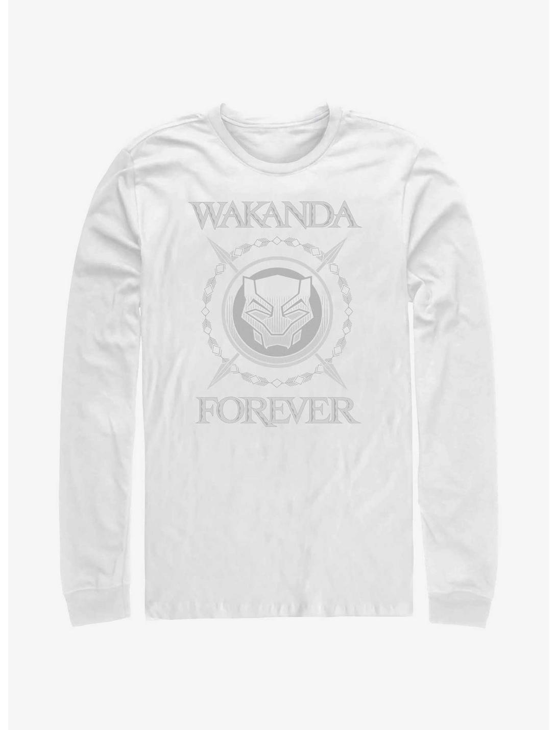 Marvel Black Panther: Wakanda Forever Crossed Spears Logo Long-Sleeve T-Shirt, WHITE, hi-res