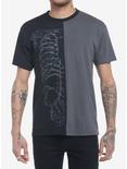 Black & Grey Split Skeleton T-Shirt, BLACK, hi-res