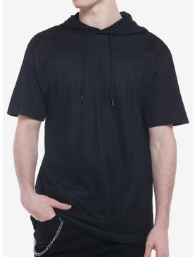 Black Mesh Hooded T-Shirt, , hi-res