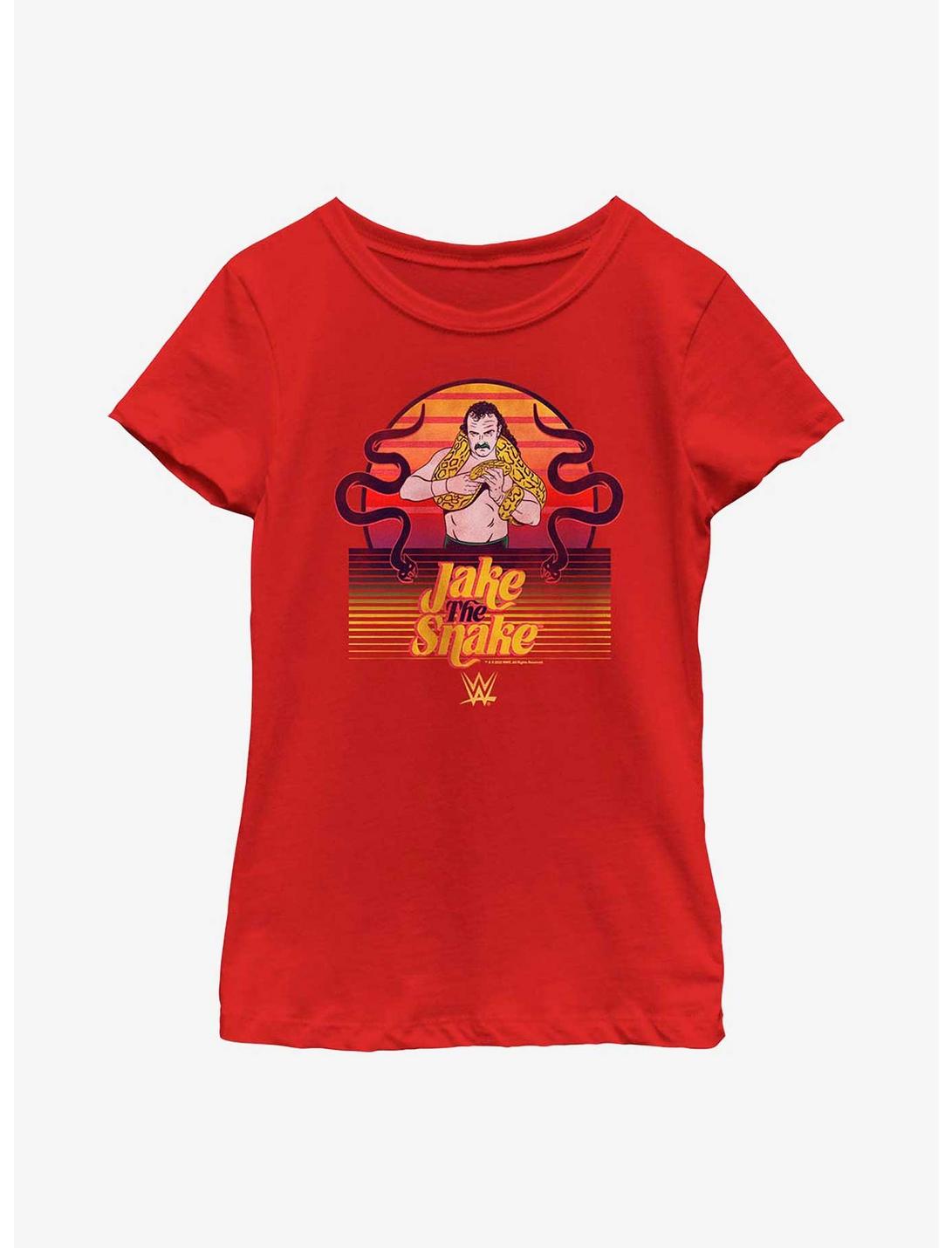 WWE Jake The Snake Sunset Youth Girls T-Shirt, RED, hi-res