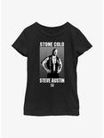 WWE Stone Cold Steve Austin Black & White Photo Youth Girls T-Shirt, BLACK, hi-res