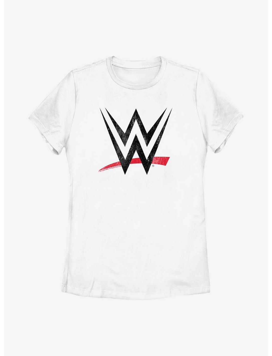 WWE Distressed Logo Womens T-Shirt, WHITE, hi-res