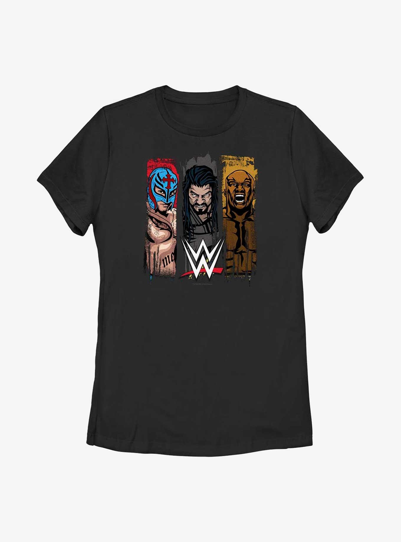 WWE Rey Mysterio, Roman Reigns & Bobby Lashley Womens T-Shirt, BLACK, hi-res