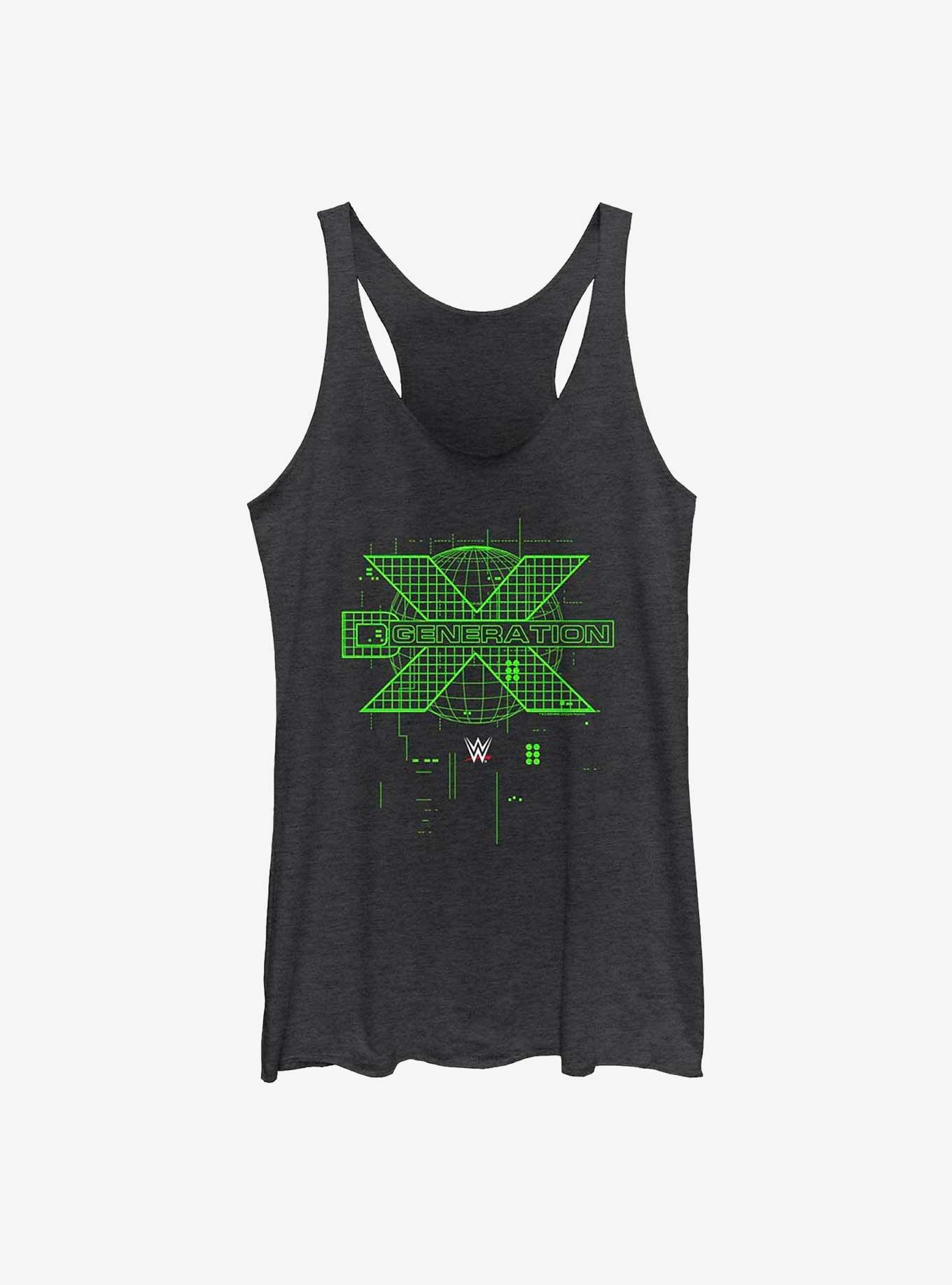 WWE D-Generation X Green Logo Womens Tank Top, BLK HTR, hi-res