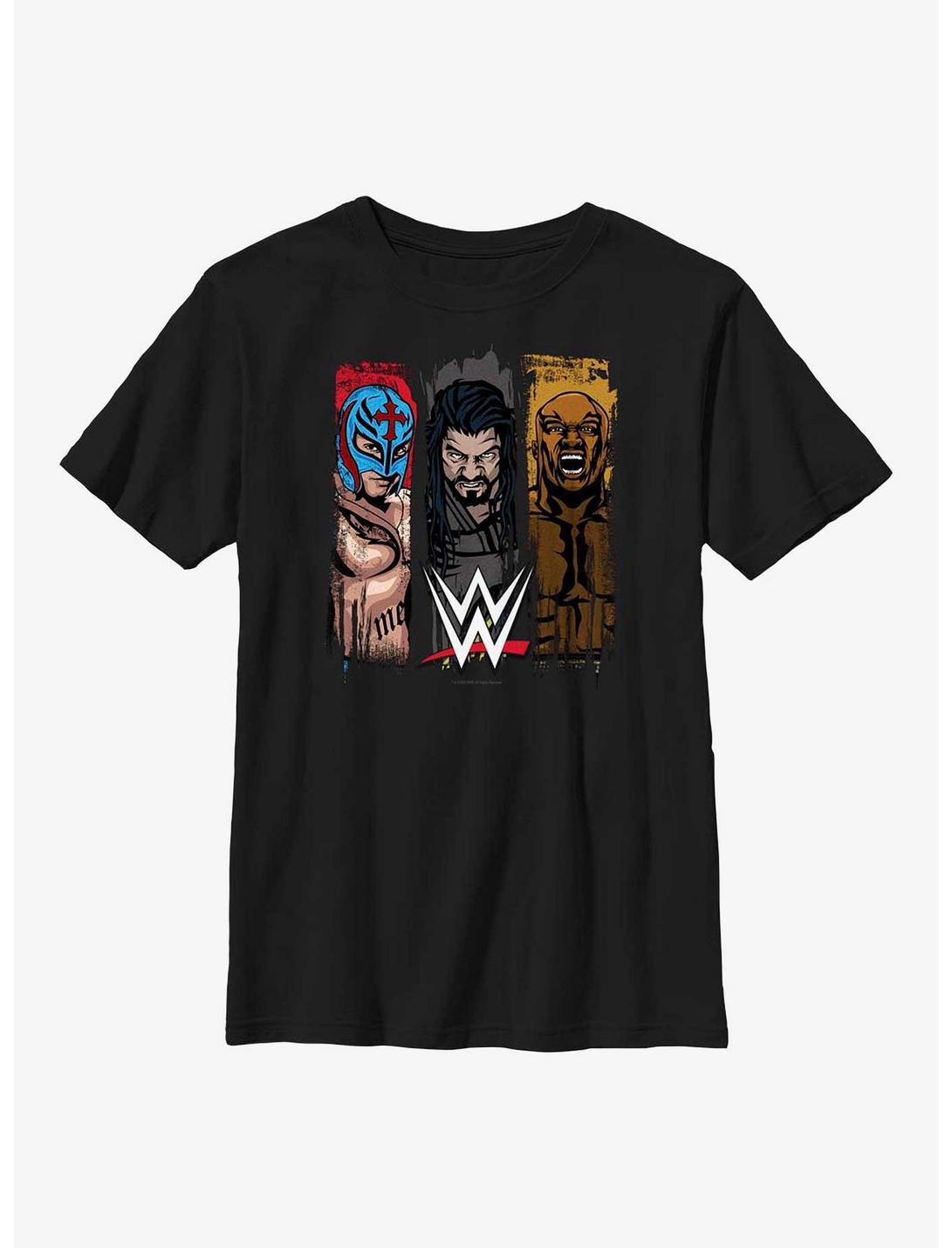 WWE Rey Mysterio, Roman Reigns & Bobby Lashley Youth T-Shirt, BLACK, hi-res