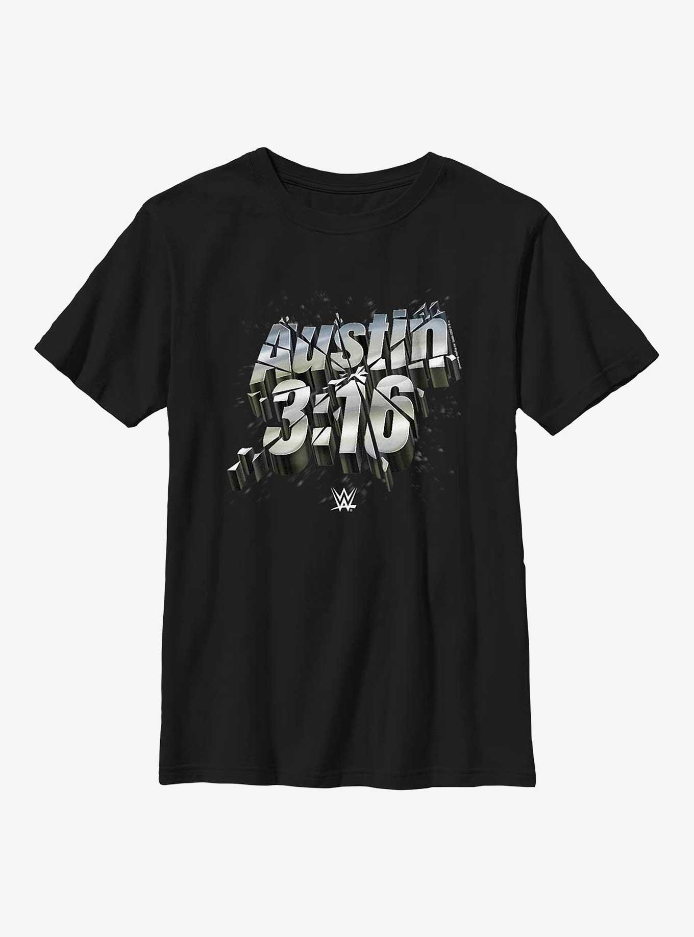 WWE Stone Cold Steve Austin 3:16 Shattered Logo Youth T-Shirt, BLACK, hi-res