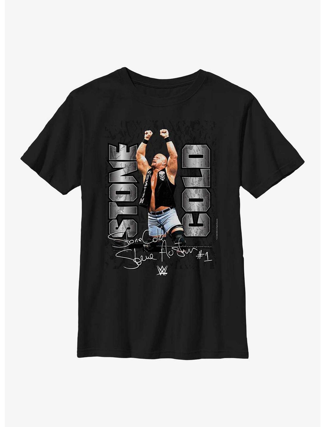WWE Stone Cold Steve Austin Signature Photo Youth T-Shirt, BLACK, hi-res