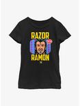WWE Razor Ramon Scott Hall Retro Youth Girls T-Shirt, BLACK, hi-res