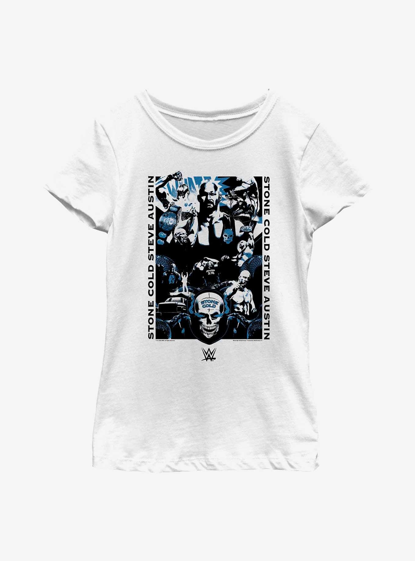 WWE Stone Cold Steve Austin Collage Youth Girls T-Shirt, WHITE, hi-res