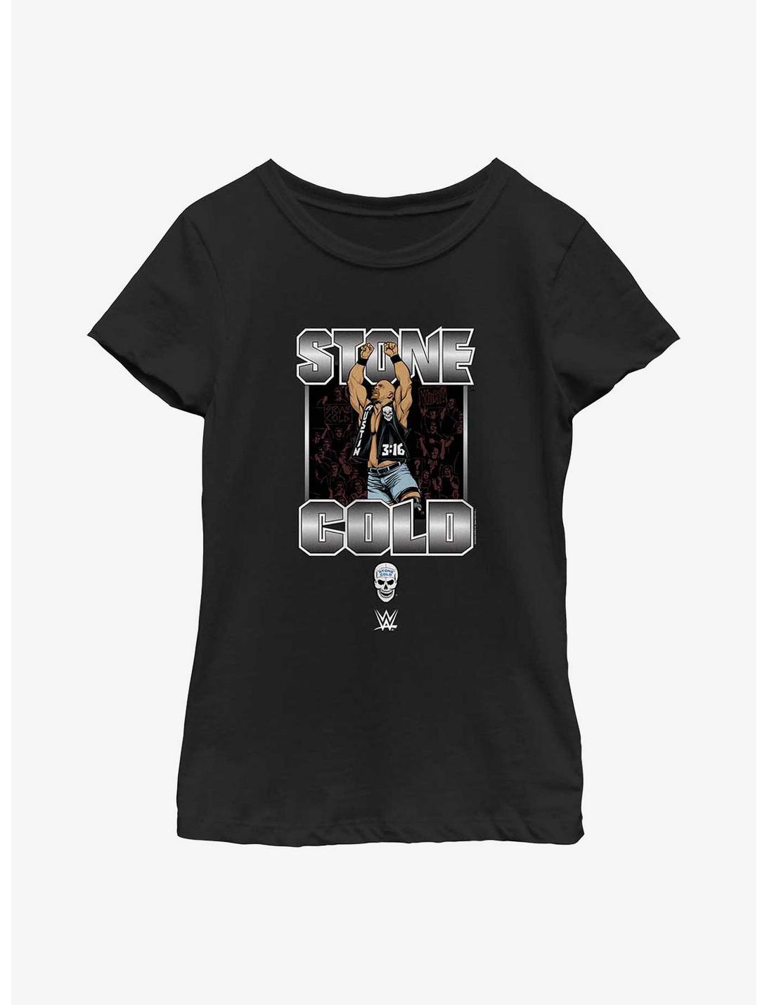 WWE Stone Cold Steve Austin Crowd Youth Girls T-Shirt, BLACK, hi-res