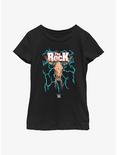 WWE The Rock Lightning Bull Skull Logo Youth Girls T-Shirt, BLACK, hi-res