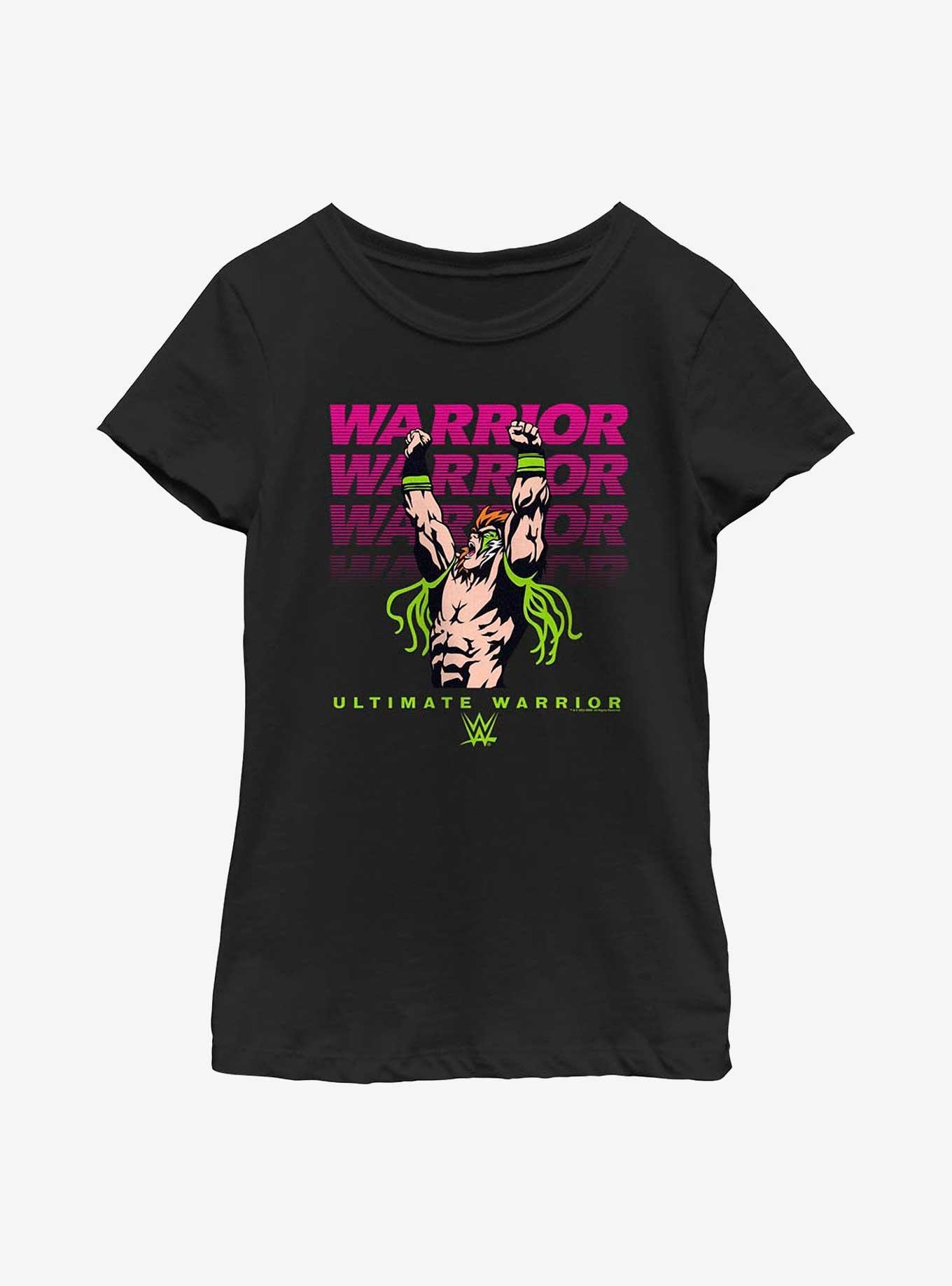 WWE Ultimate Warrior Name Stack Youth Girls T-Shirt, BLACK, hi-res