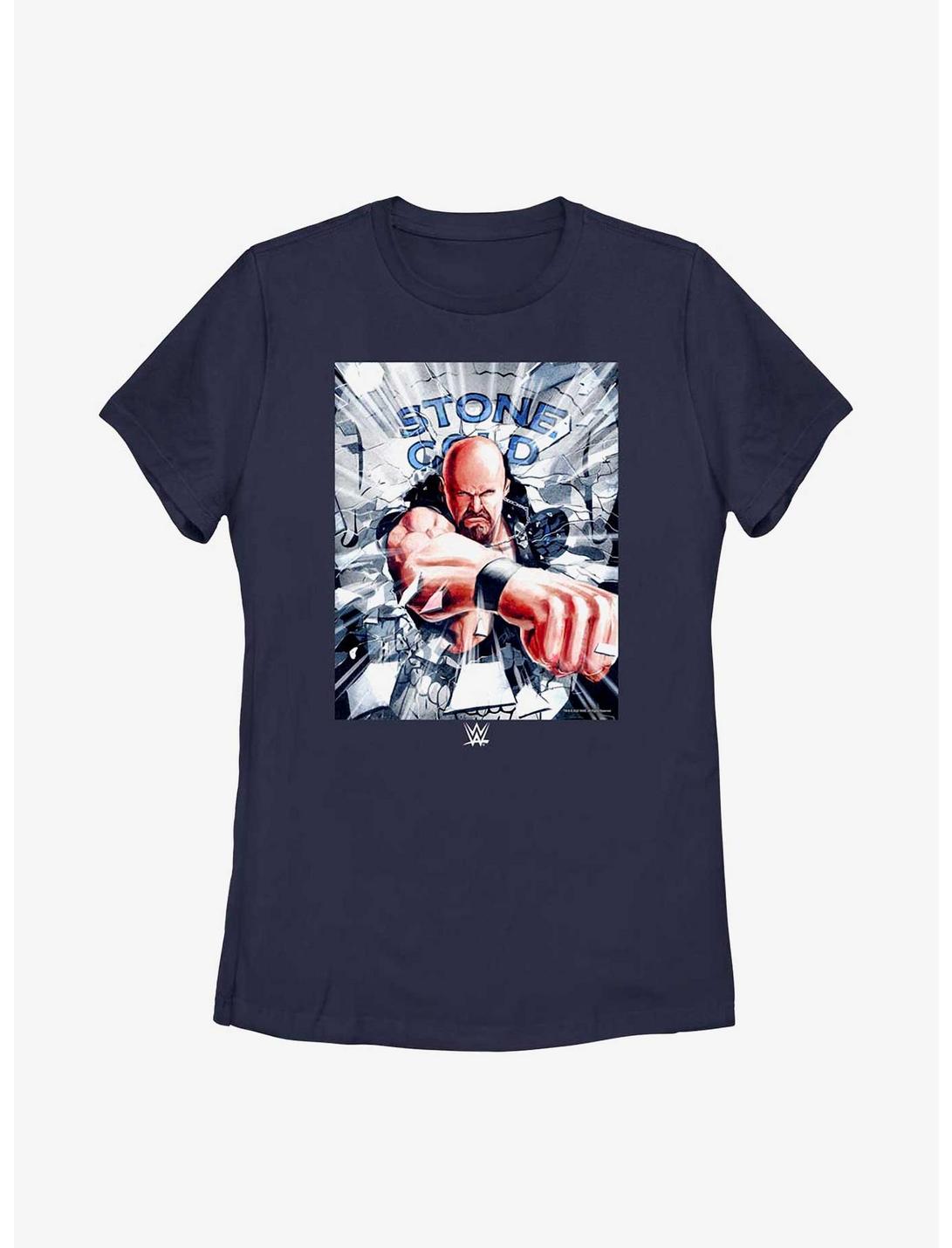 WWE Stone Cold Steve Austin Poster Womens T-Shirt, NAVY, hi-res