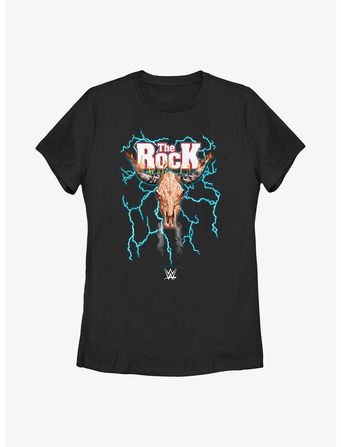 WWE The Rock Lightning Bull Skull Logo Womens T-Shirt, BLACK, hi-res