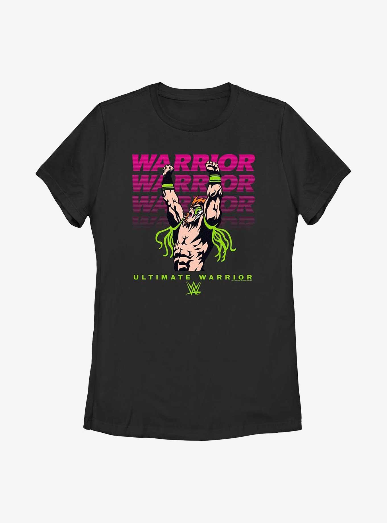 WWE Ultimate Warrior Name Stack Womens T-Shirt, BLACK, hi-res