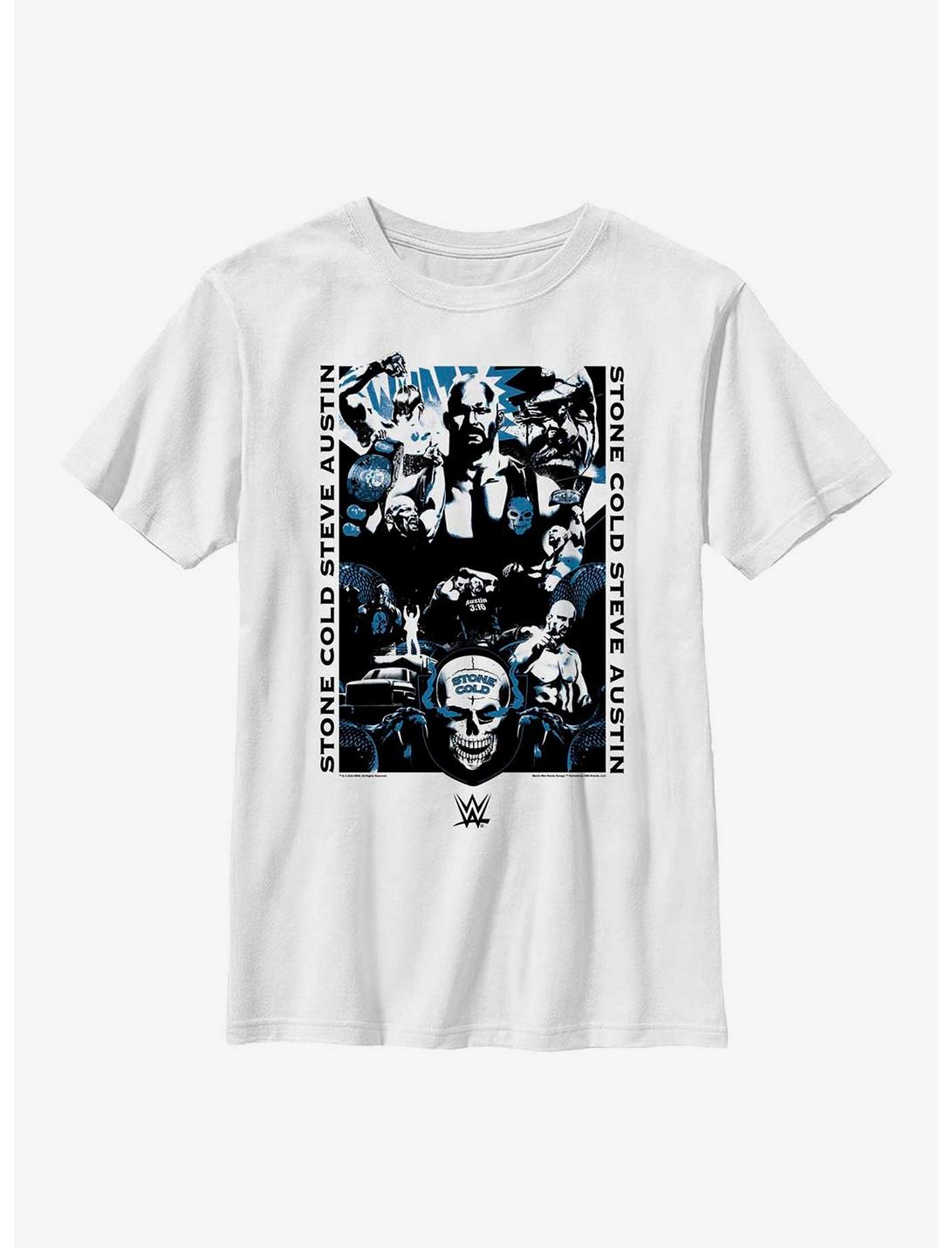 WWE Stone Cold Steve Austin Collage Youth T-Shirt, WHITE, hi-res