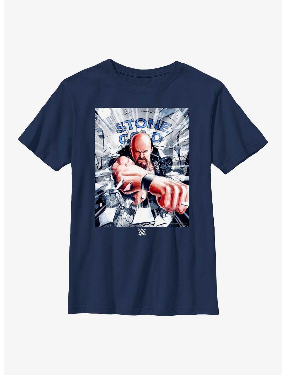 WWE Stone Cold Steve Austin Poster Youth T-Shirt, NAVY, hi-res