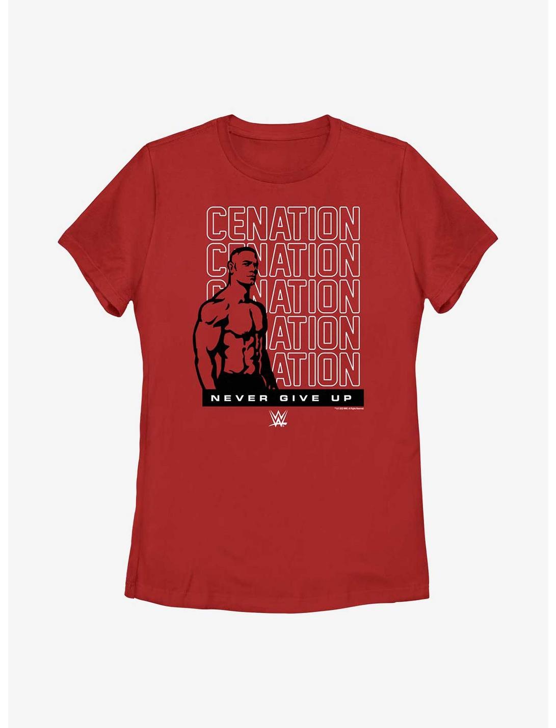 WWE John Cena Cenation Never Give Up Womens T-Shirt, RED, hi-res