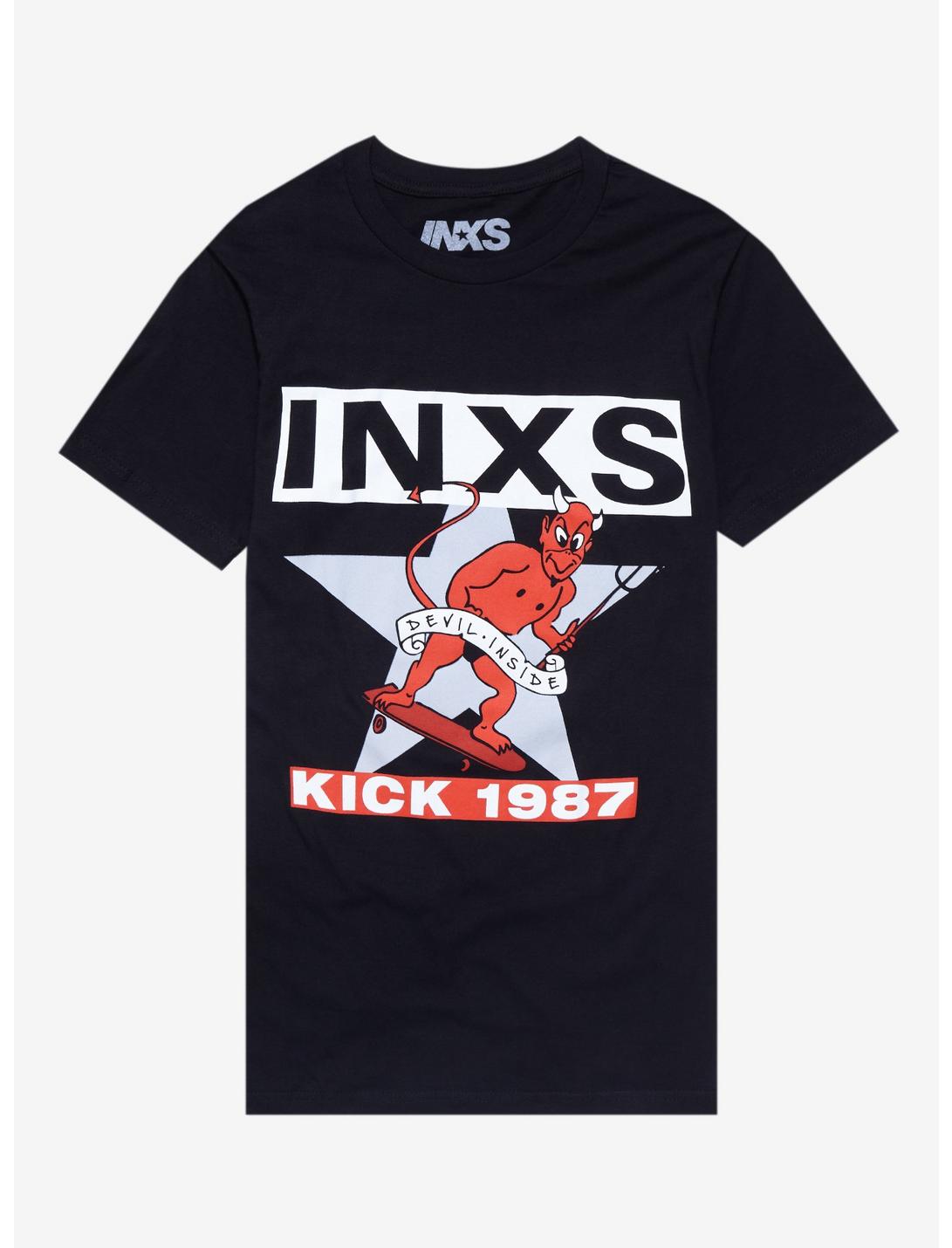 INXS Kick 1987 Boyfriend Fit Girls T-Shirt, BLACK, hi-res