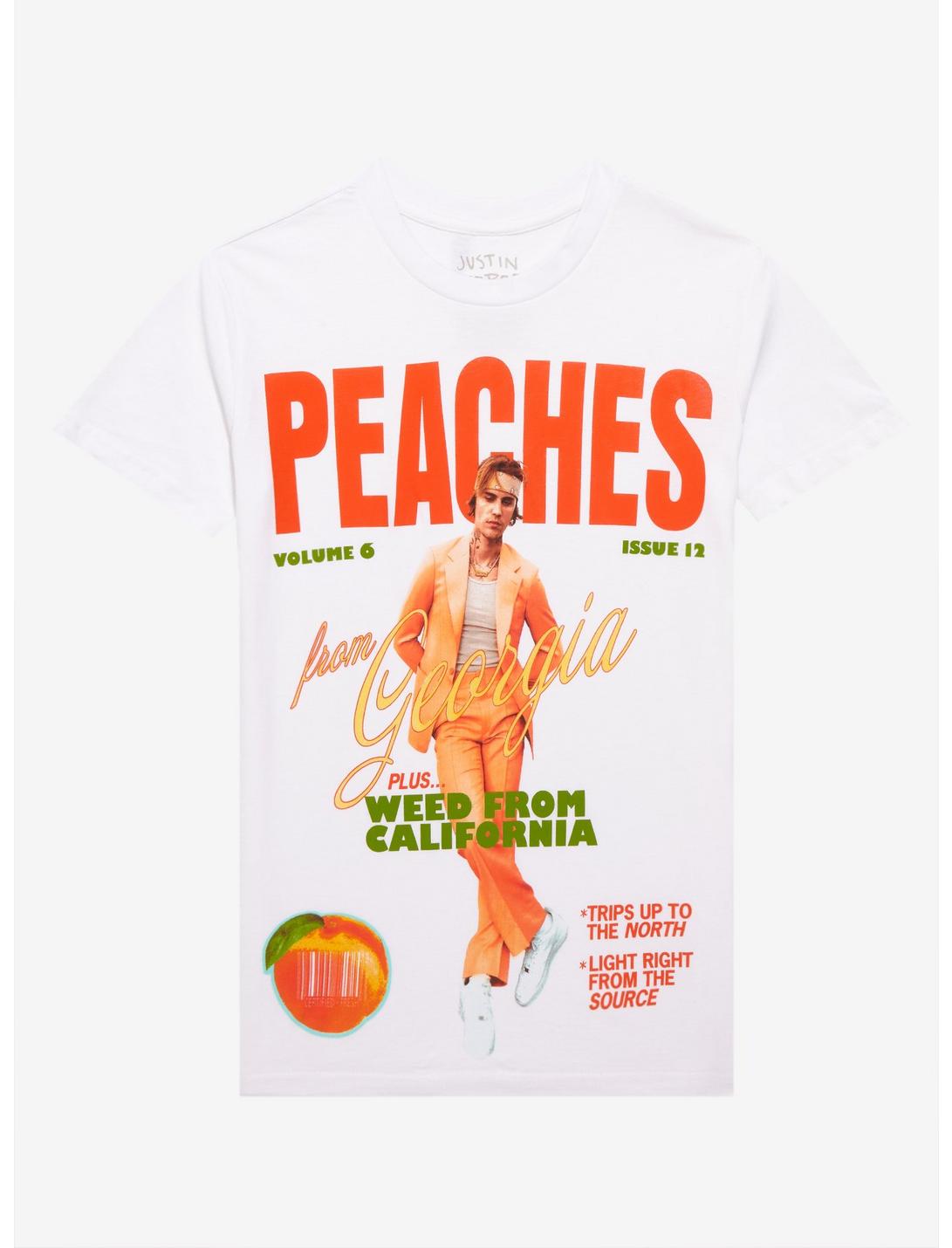 Justin Bieber Peaches Portrait Boyfriend Fit Girls T-Shirt, BRIGHT WHITE, hi-res