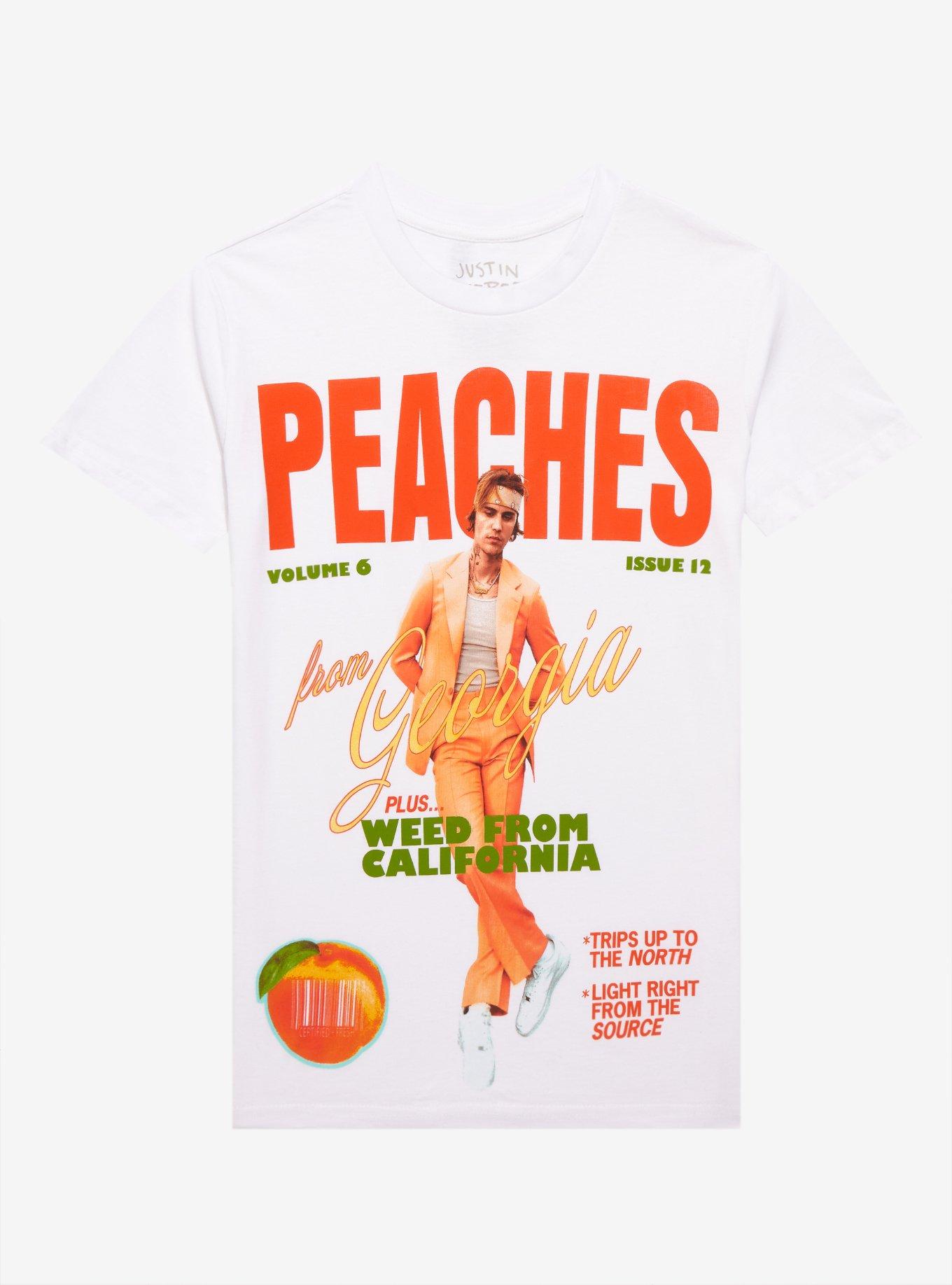 Justin Bieber Peaches Portrait Boyfriend Fit Girls T-Shirt, BRIGHT WHITE, hi-res