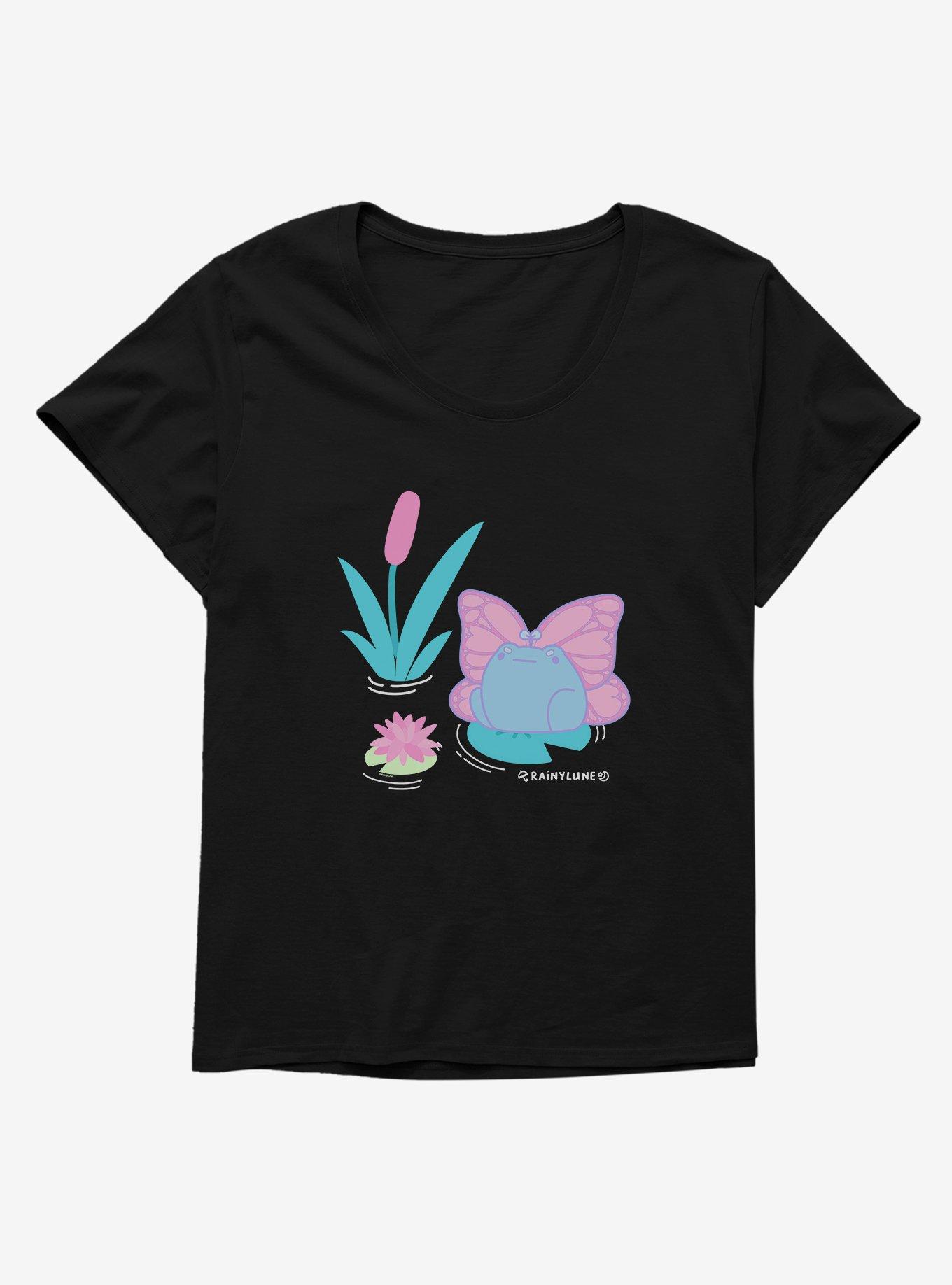 Rainylune Sprout The Frog Butterfly Girls T-Shirt Plus Size, BLACK, hi-res