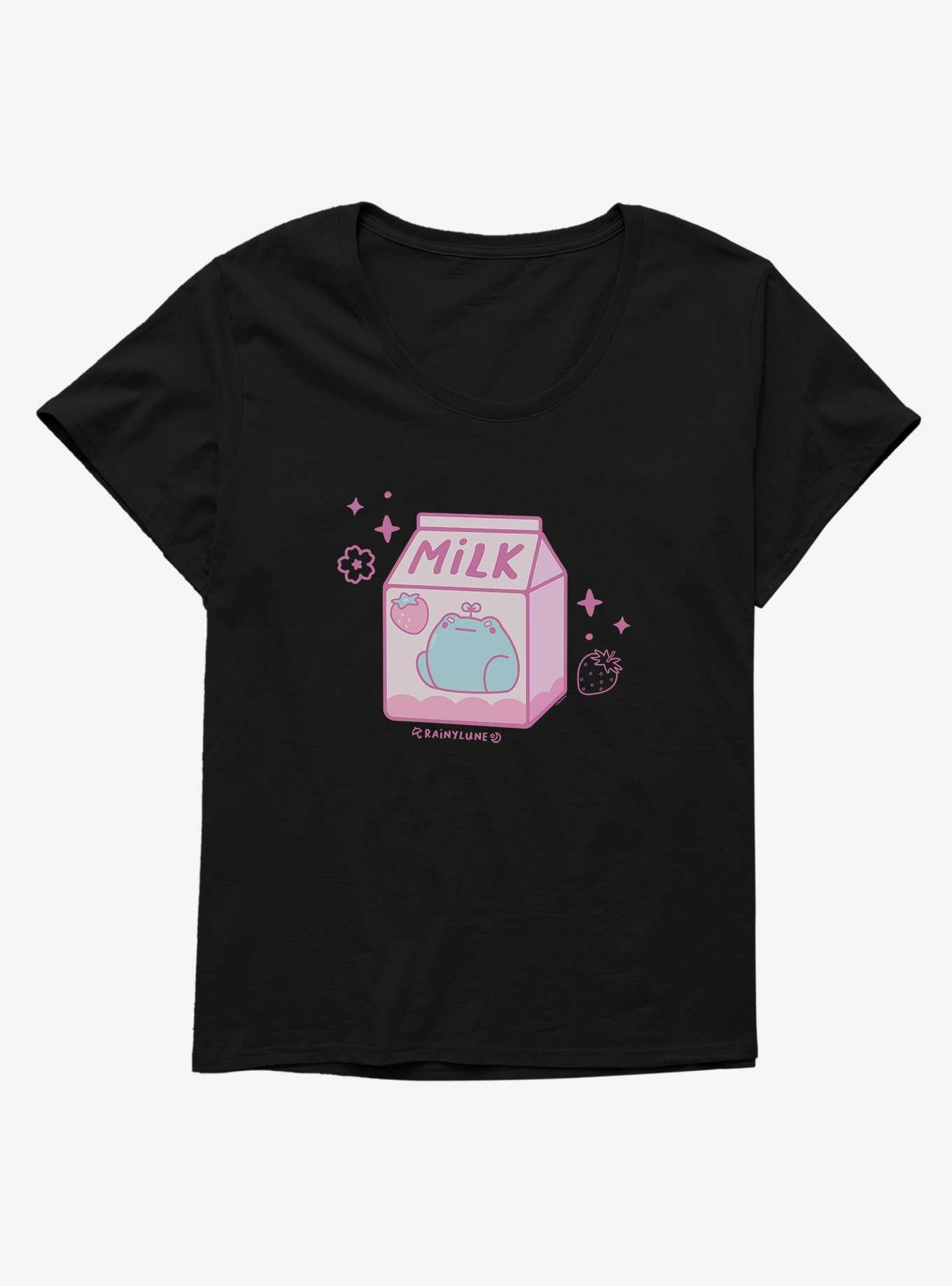 Rainylune Sprout The Frog Strawberry Milk Girls T-Shirt Plus Size, , hi-res