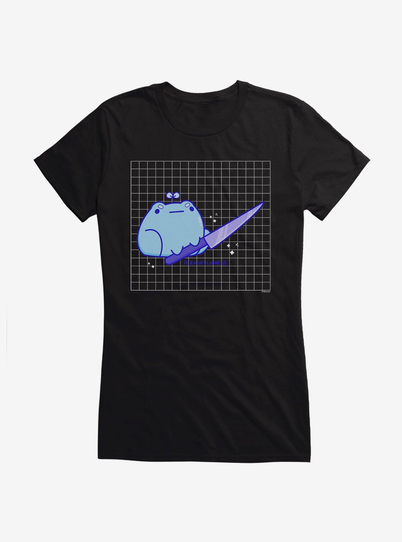 Rainylune Sprout The Frog Knife Fight Girls T-Shirt, BLACK, hi-res