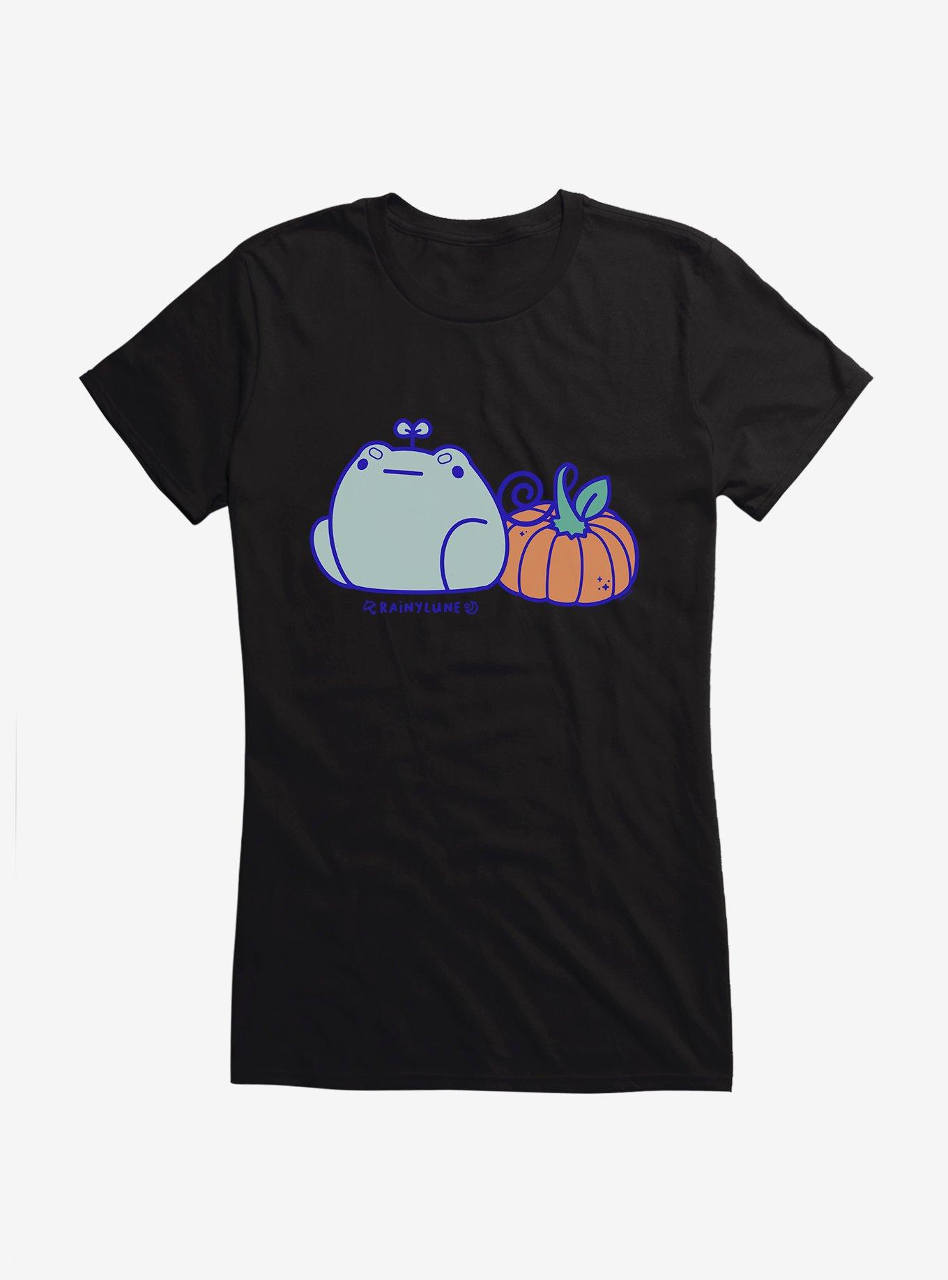 Rainylune Sprout The Frog Pumpkin Girls T-Shirt, BLACK, hi-res