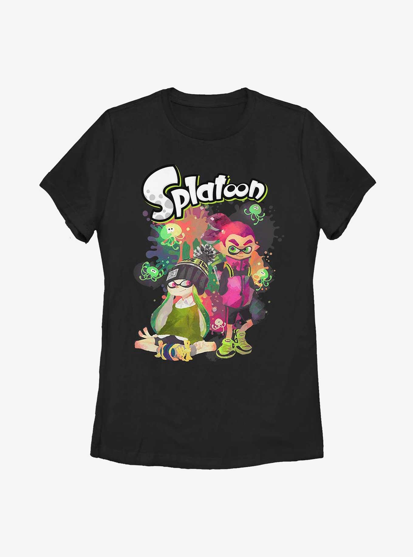 Nintendo Splatoon Inklings and Jellyfish Party Womens T-Shirt, BLACK, hi-res