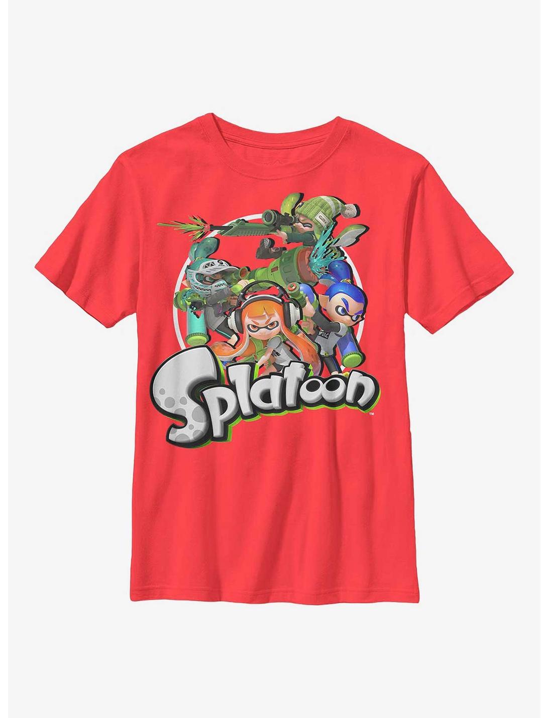Nintendo Splatoon Character Collage Youth T-Shirt, RED, hi-res