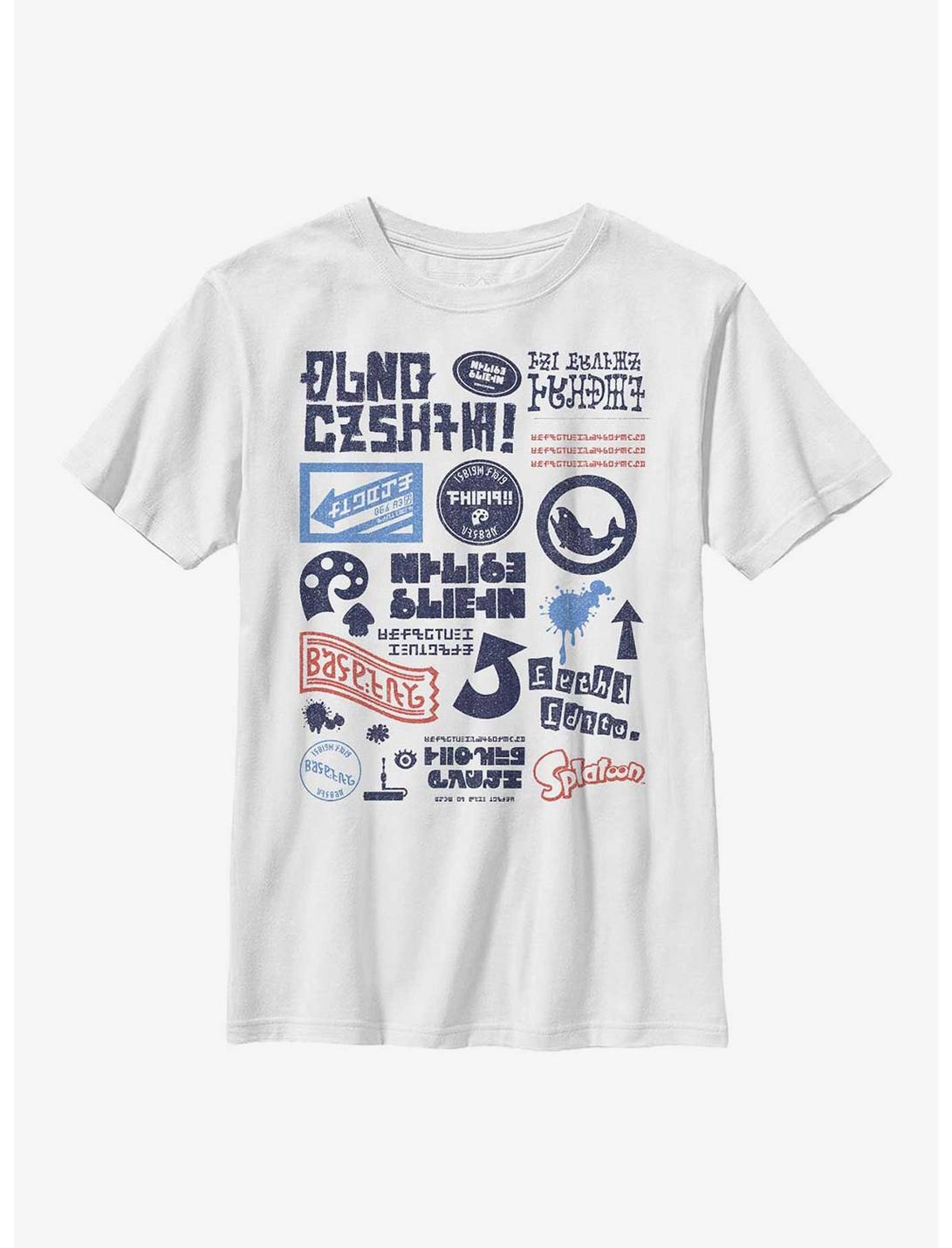 Nintendo Splatoon Signage Distress Mashup Youth T-Shirt, WHITE, hi-res