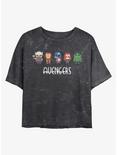 Marvel Avengers Doodle Avengers Mineral Wash Crop Womens T-Shirt, BLACK, hi-res