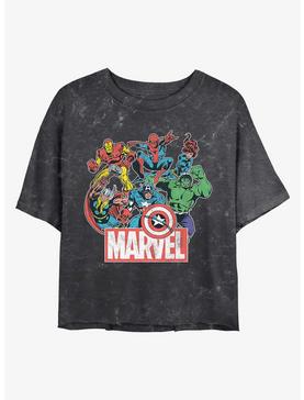 Plus Size Marvel Avengers Heroes of Today Mineral Wash Crop Womens T-Shirt, , hi-res