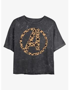 Marvel Avengers Leopard Fill Avengers Logo Mineral Wash Crop Womens T-Shirt, , hi-res