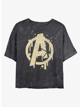 Plus Size Marvel Avengers Paint Drip Logo Mineral Wash Crop Womens T-Shirt, , hi-res