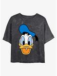 Disney Donald Duck Big Face Donald Mineral Wash Crop Womens T-Shirt, BLACK, hi-res
